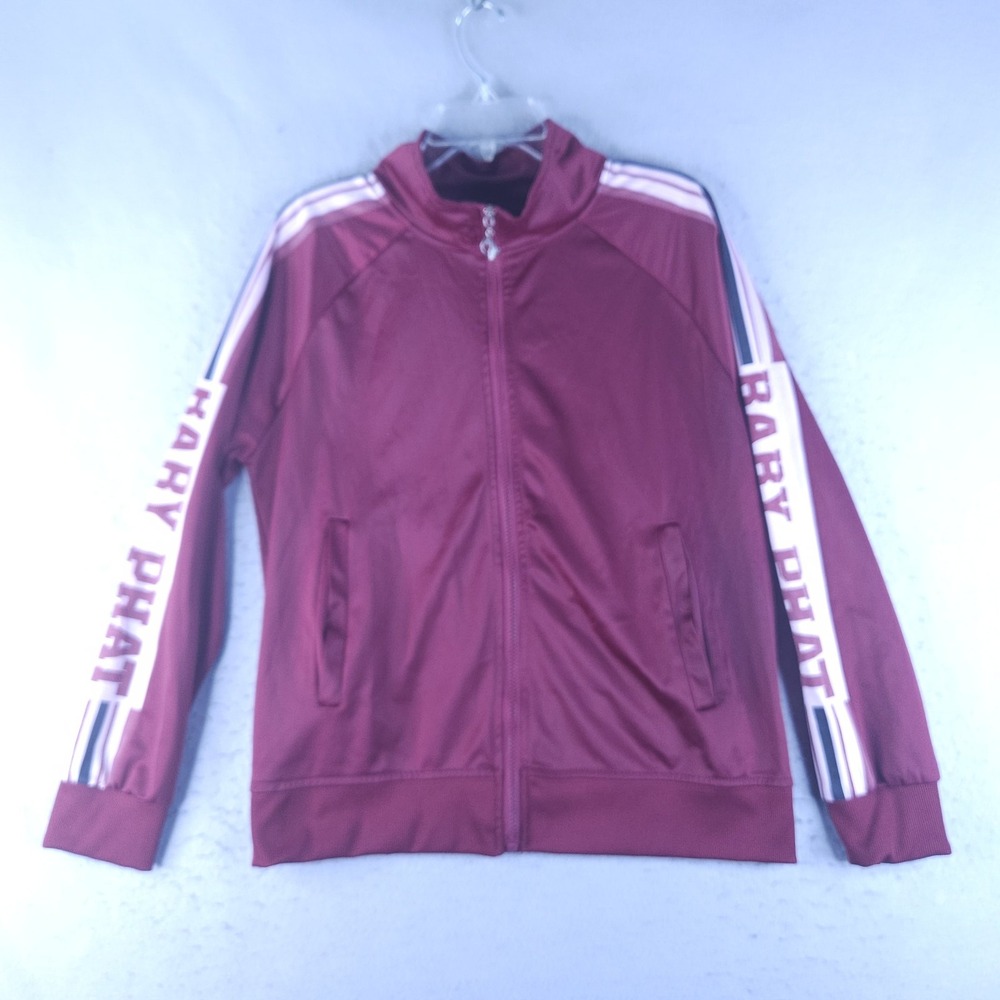 Baby Phat Jacket Womens 1X Red Track Full Zip Stripe Logo Cat Graphic Athletic